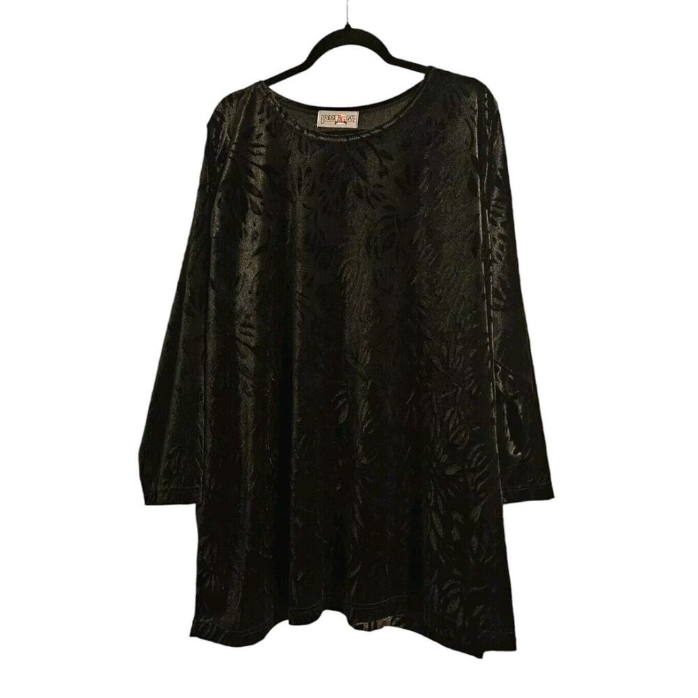 Bridge Gate Womens Velvet Blouse Black Floral